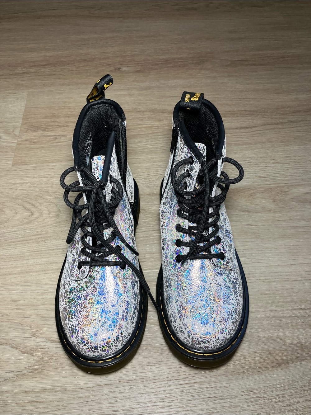 Dr. Martens Junior 1460 Crinkle Metallic Lace-Up Boots size 2 Youth